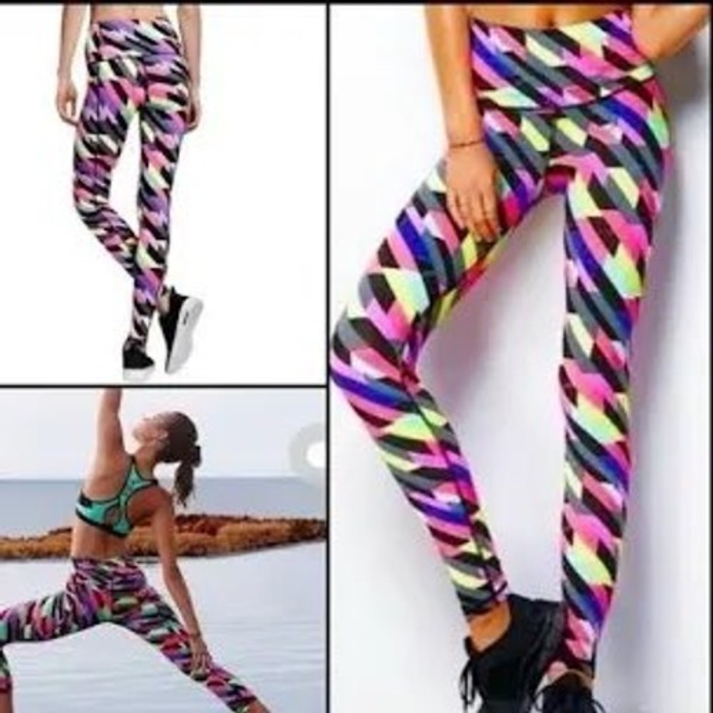 Victoria's Secret sport bright multicolored leggings women's size medium active